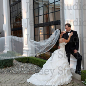 Bride and Groom Posed in front of the Addison in NJ Bride and Groom Posed in front of the Addison in NJ